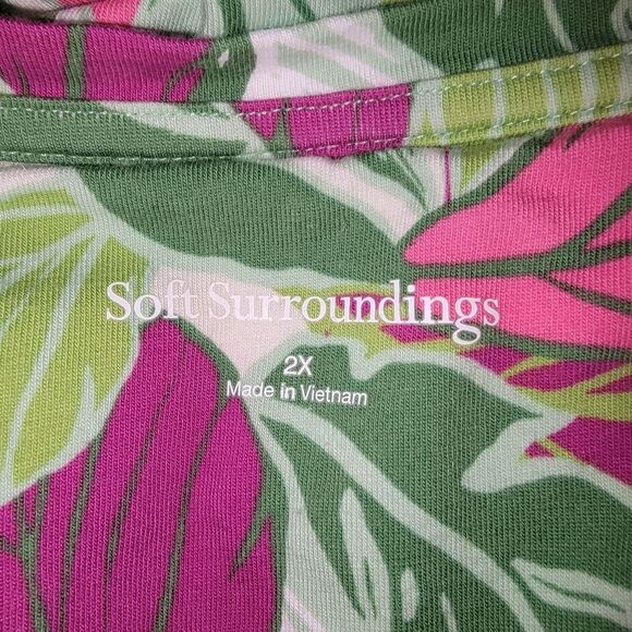 Soft Essential Supima Isabel Short Sleeve Tunic Tropical Print 2x - Picture 7 of 8